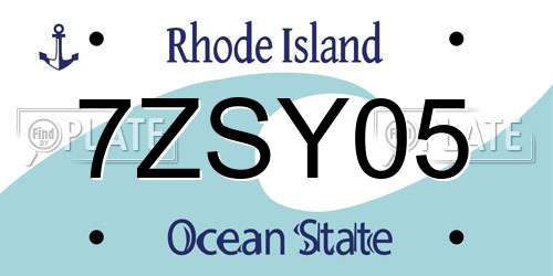 7ZSY05 Rhode Island License Plate