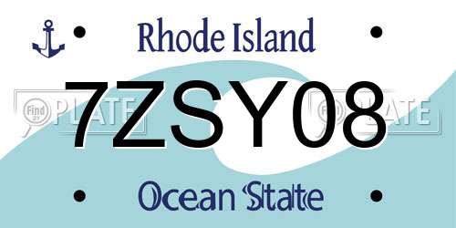 7ZSY08 Rhode Island License Plate
