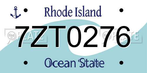 7ZT0276 Rhode Island License Plate