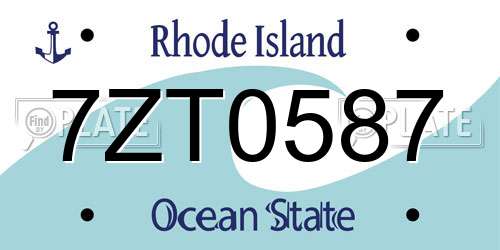 7ZT0587 Rhode Island License Plate