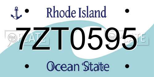 7ZT0595 Rhode Island License Plate