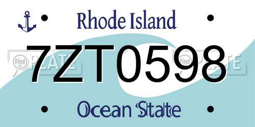 7ZT0598 Rhode Island License Plate