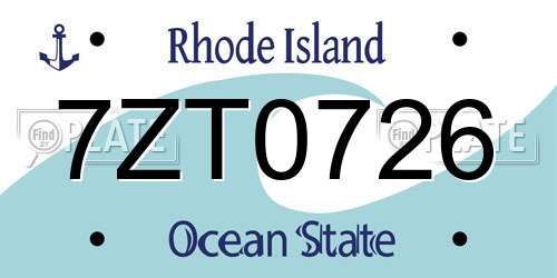 7ZT0726 Rhode Island License Plate