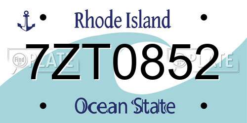 7ZT0852 Rhode Island License Plate