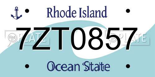 7ZT0857 Rhode Island License Plate