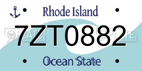 7ZT0882 Rhode Island License Plate