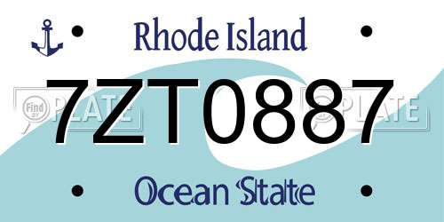 7ZT0887 Rhode Island License Plate