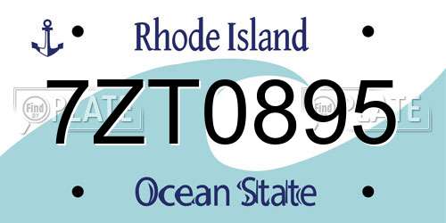 7ZT0895 Rhode Island License Plate