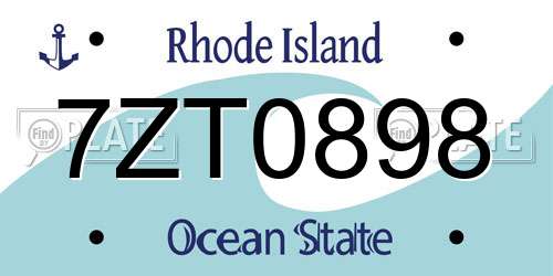 7ZT0898 Rhode Island License Plate