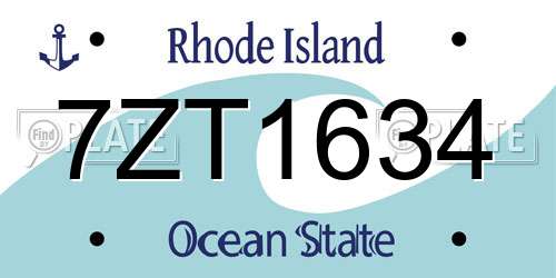 7ZT1634 Rhode Island License Plate