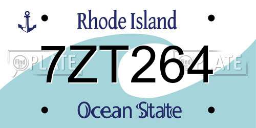 7ZT264 Rhode Island License Plate