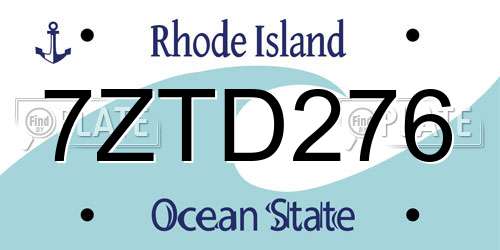 7ZTD276 Rhode Island License Plate