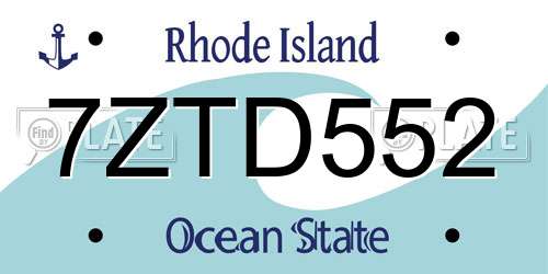 7ZTD552 Rhode Island License Plate
