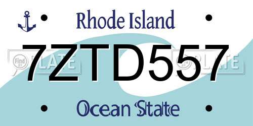 7ZTD557 Rhode Island License Plate