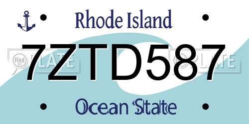 7ZTD587 Rhode Island License Plate