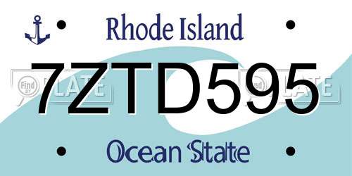 7ZTD595 Rhode Island License Plate
