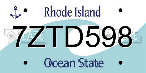 7ZTD598 Rhode Island License Plate