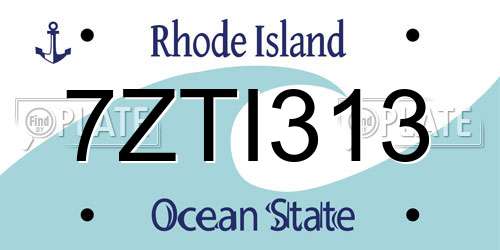 7ZTI313 Rhode Island License Plate