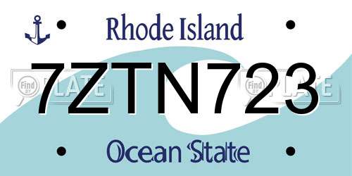 7ZTN723 Rhode Island License Plate