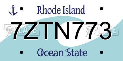 7ZTN773 Rhode Island License Plate