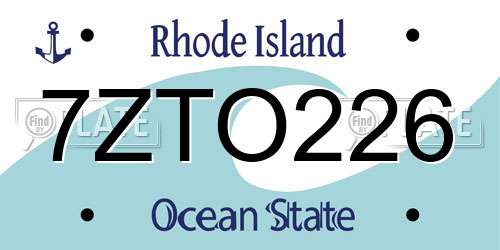 7ZTO226 Rhode Island License Plate
