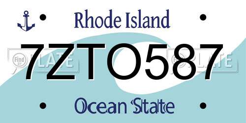 7ZTO587 Rhode Island License Plate