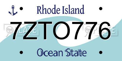 7ZTO776 Rhode Island License Plate