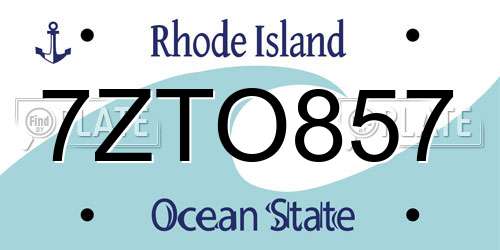 7ZTO857 Rhode Island License Plate