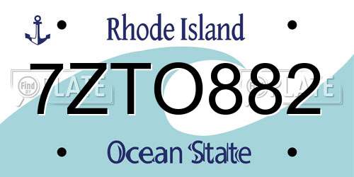 7ZTO882 Rhode Island License Plate