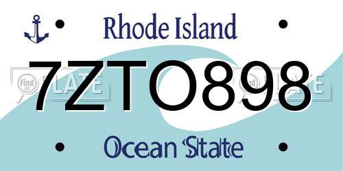 7ZTO898 Rhode Island License Plate