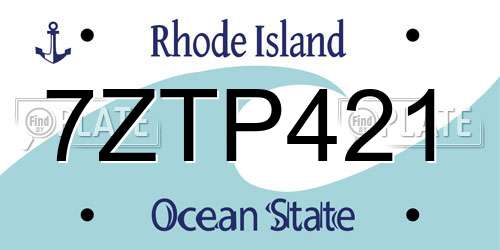 7ZTP421 Rhode Island License Plate