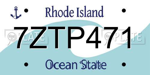 7ZTP471 Rhode Island License Plate
