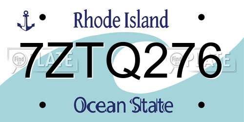 7ZTQ276 Rhode Island License Plate