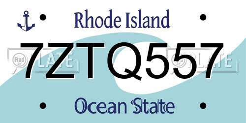 7ZTQ557 Rhode Island License Plate