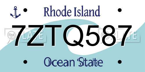 7ZTQ587 Rhode Island License Plate