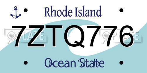 7ZTQ776 Rhode Island License Plate