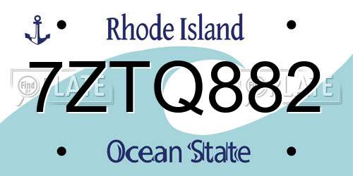 7ZTQ882 Rhode Island License Plate