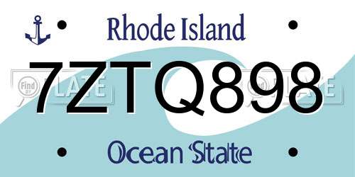 7ZTQ898 Rhode Island License Plate