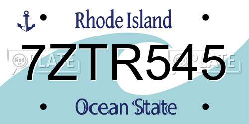 7ZTR545 Rhode Island License Plate