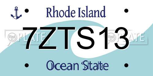 7ZTS13 Rhode Island License Plate