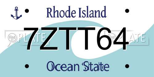 7ZTT64 Rhode Island License Plate