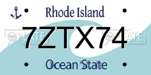 7ZTX74 Rhode Island License Plate