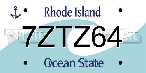 7ZTZ64 Rhode Island License Plate