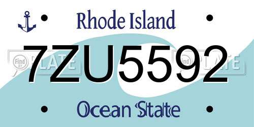 7ZU5592 Rhode Island License Plate