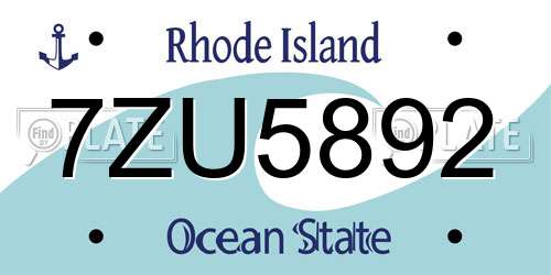 7ZU5892 Rhode Island License Plate