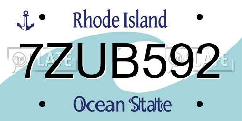 7ZUB592 Rhode Island License Plate