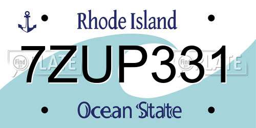 7ZUP331 Rhode Island License Plate