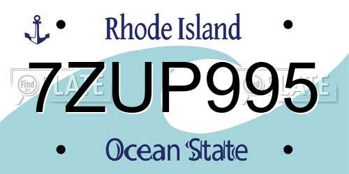 7ZUP995 Rhode Island License Plate