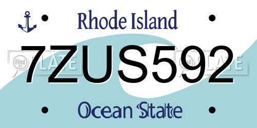 7ZUS592 Rhode Island License Plate