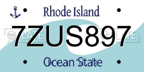 7ZUS897 Rhode Island License Plate
